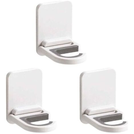 BUNTHAUS Lntyq Lot de 3 supports muraux autocollants antidérapants pour serpillière, balai, cuisine, garage, jardin - Blanc