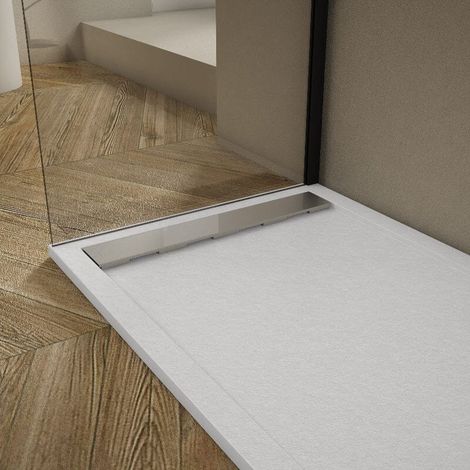 Plato de ducha pizarra RIBERA blanco  90x200cm rejilla acero inox.