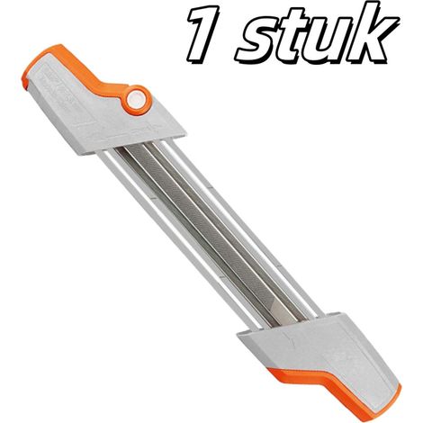 Affûteuse de chaîne de tronçonneuse - manuelle - robuste et durable - rayures orange et blanches (1/5)