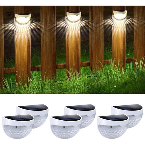 Set of 6 waterproof solar wall lights for fences and gardens, practical and decorative lighting for patios and stairs