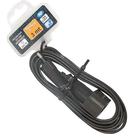 Verlängerungskabel H03 2x0,75mm² Schwarz 3m Sc - Electraline