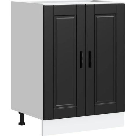 Mobile da cucina funzionale con ante pratiche 60 x 46 x 81,5 cm in legno composito nero 020050233
