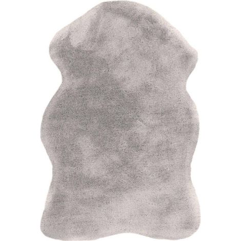 Tapis Uni Doux Poils Longs "Rabbit" 60x90cm Argent (1/5)