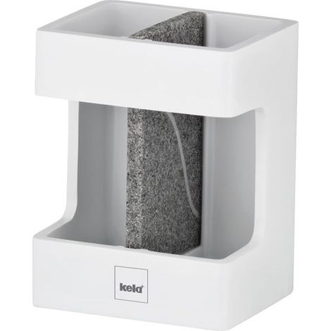 Kela Cube Blanco Piedra Porta cepillo de dientes diseño cúbico
