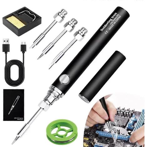 HONORNIC - Kit de fer à souder portable sans fil, stylo à souder rechargeable avec pointe de fer (1/5)