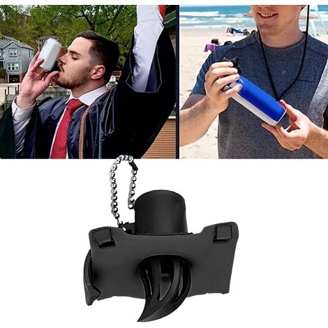 Ouvre-canette portable multifonctionnel et innovant, porte-clés, pour bars et fêtes (noir). (1/5)