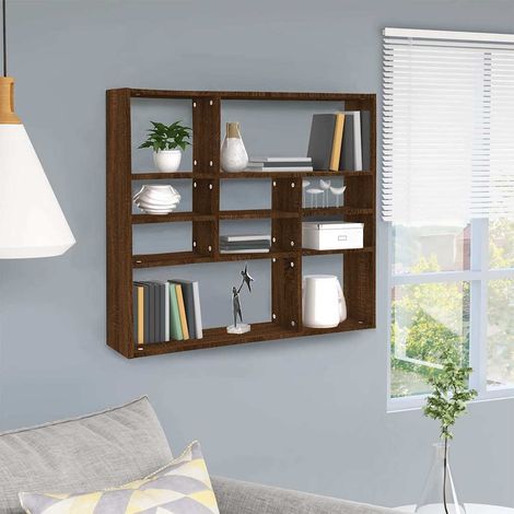 vidaXL Estantería de pared madera ingeniería roble marrón 90x16x78 cm (1/5)