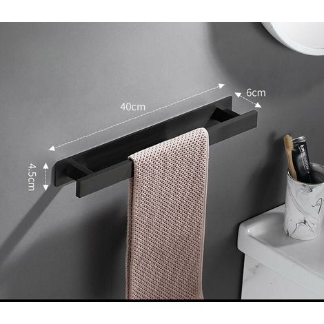 Ein normaler schwarzer Handtuchhalter muss nicht gebohrt werden, und der Handtuchhalter für das Badezimmer, ein Gästehandtuchhalter, ist ein an der Wand montierter Handtuchhalter aus mattiertem Edelst (1/4)