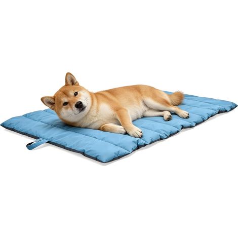 Couverture pour chien pour les déplacements, 110 × 68 cm, pliable, antidérapant, coussin imperméable pour chiens de petite et moyenne tailles, tapis pour l'extérieur, voyage, camping, bleu (1/5)
