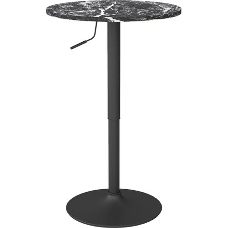 Beyamis Bartisch für 2 Personen, höhenverstellbar, Marmoroptik, 60 x 60 x 68–93,5 cm, schwarz