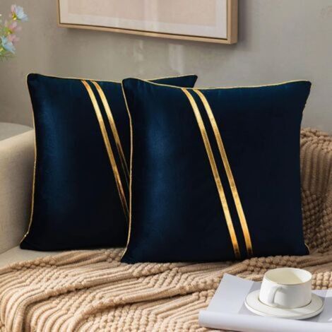 Housses de coussin décoratives, housses de coussin décoratives modernes et neutres, coussin de canapé confortable, coussin avec fermeture éclair invisible pour canapé, chambre, salon, décoration, bleu