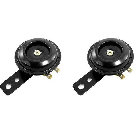 Elektrisches Horn aus schwarzem Metall, 12 V Gleichstrom, 1,5 A, 2er-Set für Motorräder (1/2)