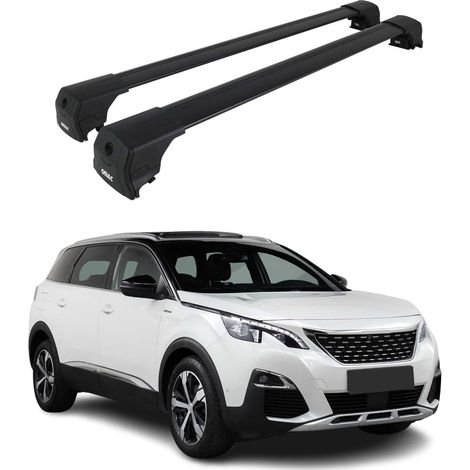 OMAC Barres de toit en aluminium pour Peugeot 5008 II 2017-2024 – City Crash – ISO/PAS 11154:2006 – Antivol inclus – Charge max 75 kg – 2 barres Noir (1/4)