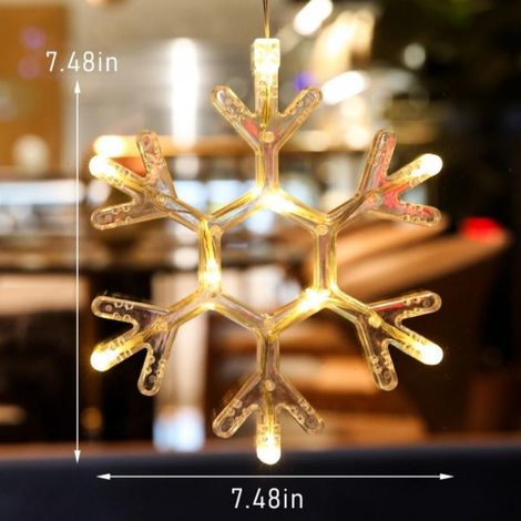Guirlande Lumineuse LED - Décoration Fenêtre avec Ventouse - Motif Flocon de Neige et Autres Formes Festives - Fonctionnement sur Piles AAA - 50 cm (1/5)