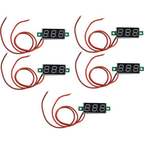 5Pcs Mini Voltmètre Numérique DC 2.5-30V Rouge 0.28 Pouces, Testeur de Tension Réglable 2 Fils (1/5)
