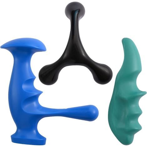 Manual trigger point massage tool and thumb guard for deep tissue full-body massage, with 3-leg massage button - AquaForge (1/5)