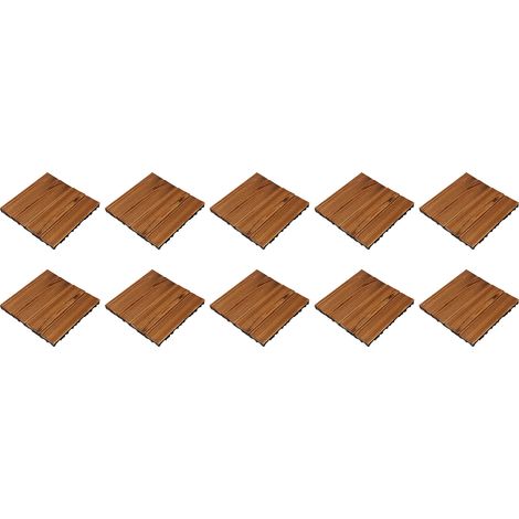 Blocs de sol en bois résistants à la Corrosion, carreaux de sol d'épissure pour terrasse extérieure et balcon, 10 pièces (1/5)