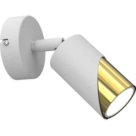 Spot mural/plafonnier orientable blanc-or GU10 Shift