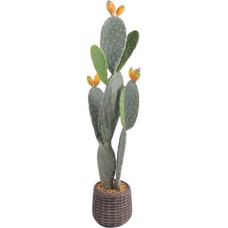 Cactus artificiale, design realistico, facile manutenzione, giallo (1/2)