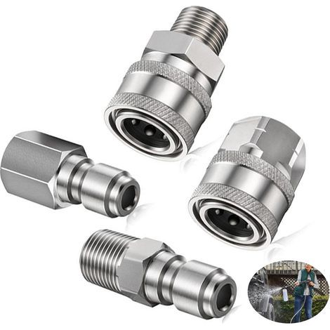 Stück 1/4-Zoll-Hochdruckreinigeranschlüsse, 1/4-Zoll-NPT-Schnellkupplung, Hochdruckreinigeranschlüsse mit Innengewinde (silber) (1/5)