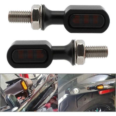 Mini clignotants à LED - Boîtier noir à lentille fumée pour moto Cafe Racer ( ) (1/5)