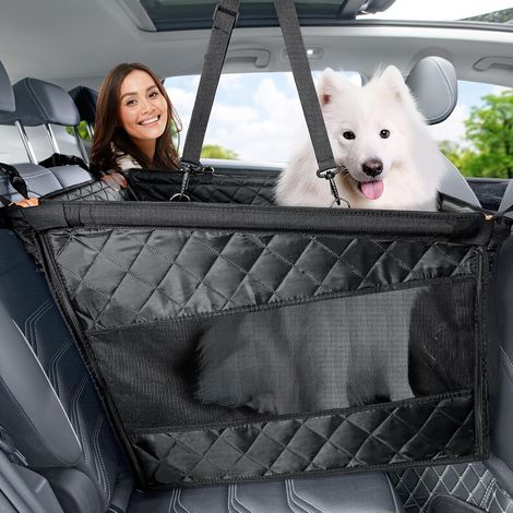 Siège Auto Chien Fond Rigide Anti-Affaissement,Coussin Cuir Confort Facile à nettoyer, protection banquette arrière pour moyen ou grand chien, compatible avec la majorité des modèles (1/5)