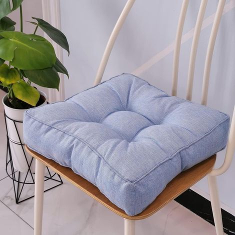 VHV - Cuscino per sedia - Cuscino per seduta - Cuscino per sedia da giardino - Cuscino da pavimento - Cotone - Per uso interno ed esterno - Per sedie da pranzo - 45 x 45 x 10 cm - Blu (1/5)