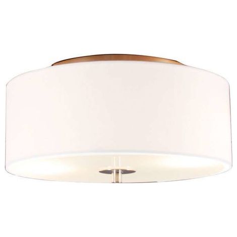 Qazqa – Plafonnier LED rond blanc 30 cm – Abat-jour en coton – Dimmable avec variateur externe – Culot E27, max. 2 x 40W (1/3)