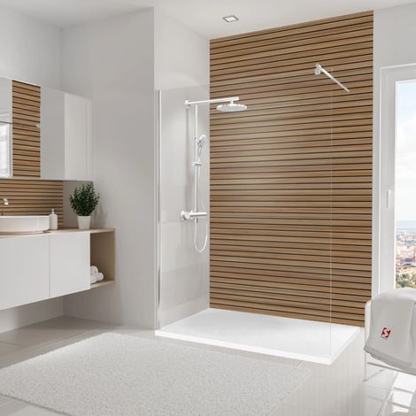 Schulte DecoDesign Duschrückwand Dekor Japandi, horizontal, 3 mm Aluminium-Verbundplatte, Wandverkleidung als fugenfreier Fliesenersatz, 210 x 100 cm