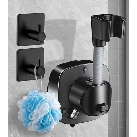 Support Pommeau de Douche Ventouse, Rotatif 360° Sans Percage Charge 10 kg Shower Holder Suction Cup, Shower Head Support avec Accroche, Fixation Attache Résistant à la Rouille pour Bathroom (1/5)