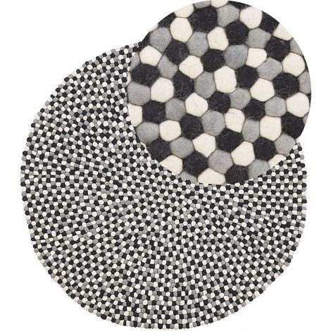 Tappeto Palline in Feltro Multicolore Lana Intrecciata a Mano ø 140 cm Penek