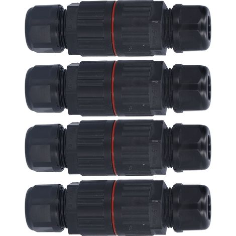 Lot de 4 raccords étanches IP68 boîtier dérivation droit 2 entrées 2 sorties câble extérieur nylon PA66 pour extérieur (1/5)