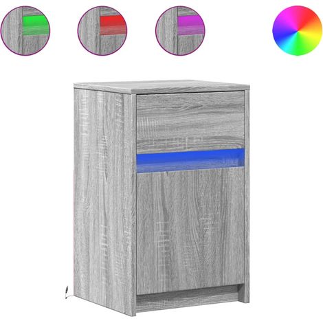 Maison Exclusive - Nachttische mit LED-Leuchten 2 Stk. Grau Sonom