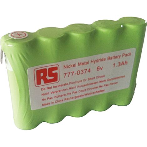 Bloc batterie rechargeable RS PRO 6V NiMH 1.3Ah AA x 5 ( Prix pour 1 ) (1/3)