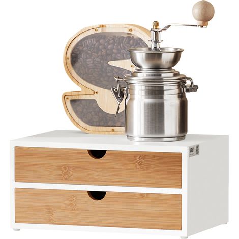 Estante Cafetera, Soporte para Cápsulas de Café o Bolsas de té, con 2 cajones  FRG180-WN SoBuy ES