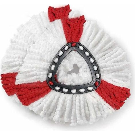 2 Recharge balai microfibre rouge compatible Triangle Spin Mop 15cm sols durs bois stratifié (1/5)