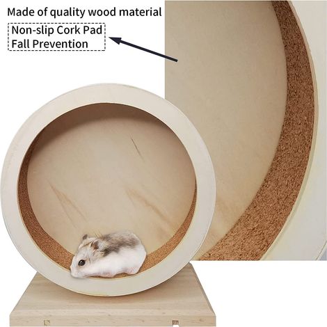 Roue d'exercice de hamster en bois muette, adaptée aux hamsters, gerbilles, souris de compagnie, souris blanches avec support rouleau planeur de sucre petit jouet pour animal de compagnie fournitures (1/4)