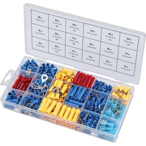 KS Tools Juego de Conectores de Engaste 360 piezas amarillo rojo azul
