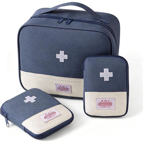 Leere Erste Hilfe Tasche 3 Stück, Mini Reiseapotheke, Tragbar, Blau