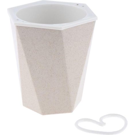 Pflanzgefäß aus Fiberglas mit Bewässerungssystem, Abflussloch, Beige - M (1/5)