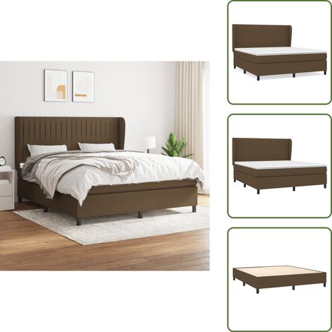 Sommier à lattes de lit avec matelas Marron foncé 160x200 cm - Lit Double - Lit Tapissier - Literie - Chambre À Coucher - Matelas À Ressorts Ensachés (1/5)
