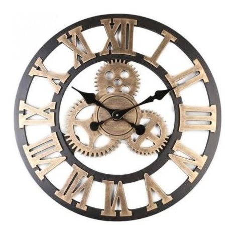 Geräuschlose 3D-Wanduhr im europäischen Retro-Stil mit Industriezahnrad, kreative Wanduhr für das Wohnzimmer, 30 cm (1/5)