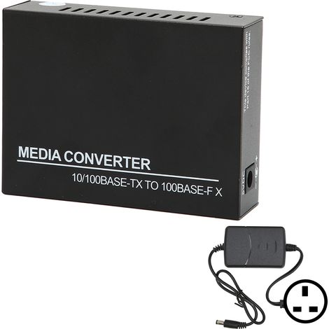 Convertisseur Fibre vers Ethernet 10/100M, port RJ45 vers fibre multimode 100Base, bloc secteur 100-240V prise UK (1/5)