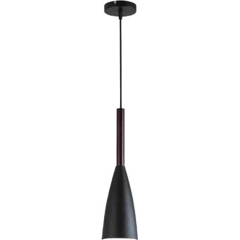 Suspension minimaliste moderne à une tête pour salle à manger - convient également au salon et à la chambre - 1 pièce, noire (1/5)