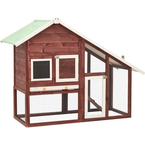 Clapier 140 x 63 x 120 cm bois de sapin massif moka et blanc