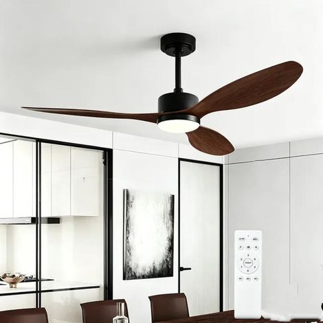 Ventilateur de plafond avec éclairage,106cm 6 vitesses(noir), 3 couleurs à intensité variable, 3 pales, silencieux, réversible, télécommande, minuterie, profil bas, idéal pour chambre, salon et cuisin (1/5)