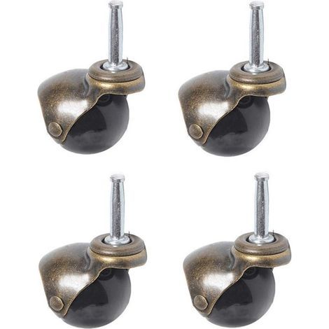 Roulettes pour meubles Longziming. lot de 4 – Roulettes en laiton de 50 mm avec axe de 8 mm – Design antique. silencieuses et respectueuses des sols – Charge maximale : 25 kg (1/5)