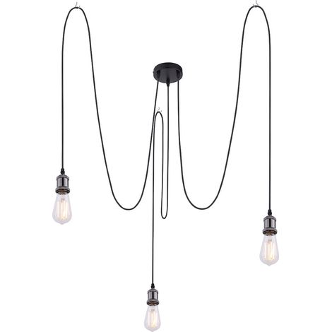 Globo - lampada a sospensione - Oliver - nero - corda - Ø 200cm - (1/4)