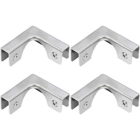 ALLIANDISPince à Verre, 4 Pièces de Connecteurs en Verre en Acier Inoxydable en Forme de L, Supports de Fixation à Angle Droit pour Fixation d'Aquarium Sans Bord Armoire, Pour Verre de 5 à 8 mm (1/5)