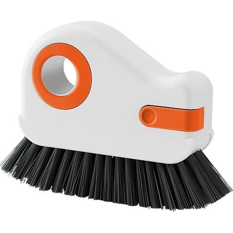 Spazzola 2 in 1 per la pulizia di scanalature e telai di finestre, spazzola multifunzione per la pulizia di fughe con setole dure e raschietto nascosto. (1/5)